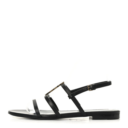 Saint Laurent Calfskin Cassandra Monogram Sandals 38 Black 1 of 8