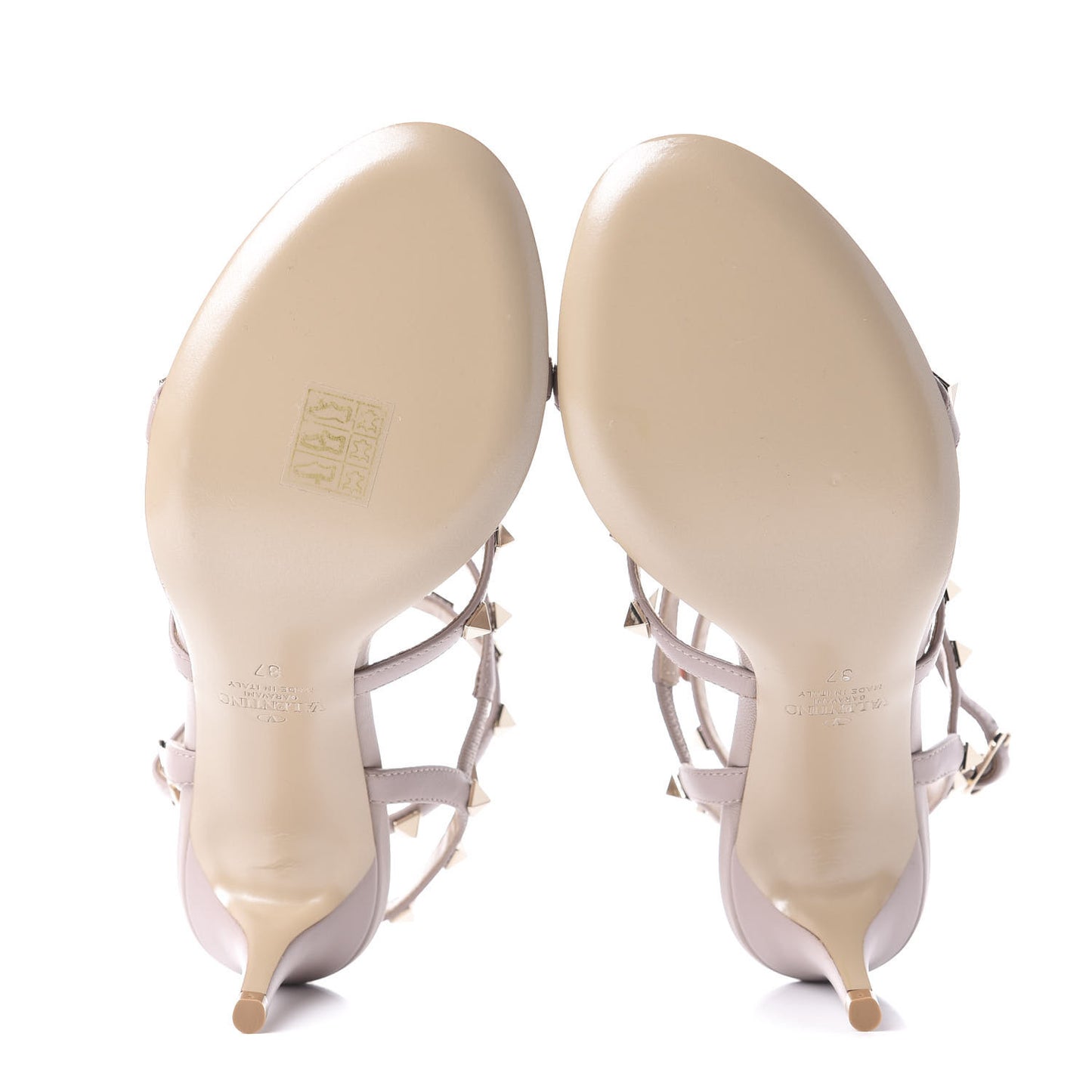 Calfskin Nappa Rockstud Gladiator 70mm Sandals 37 Poudre