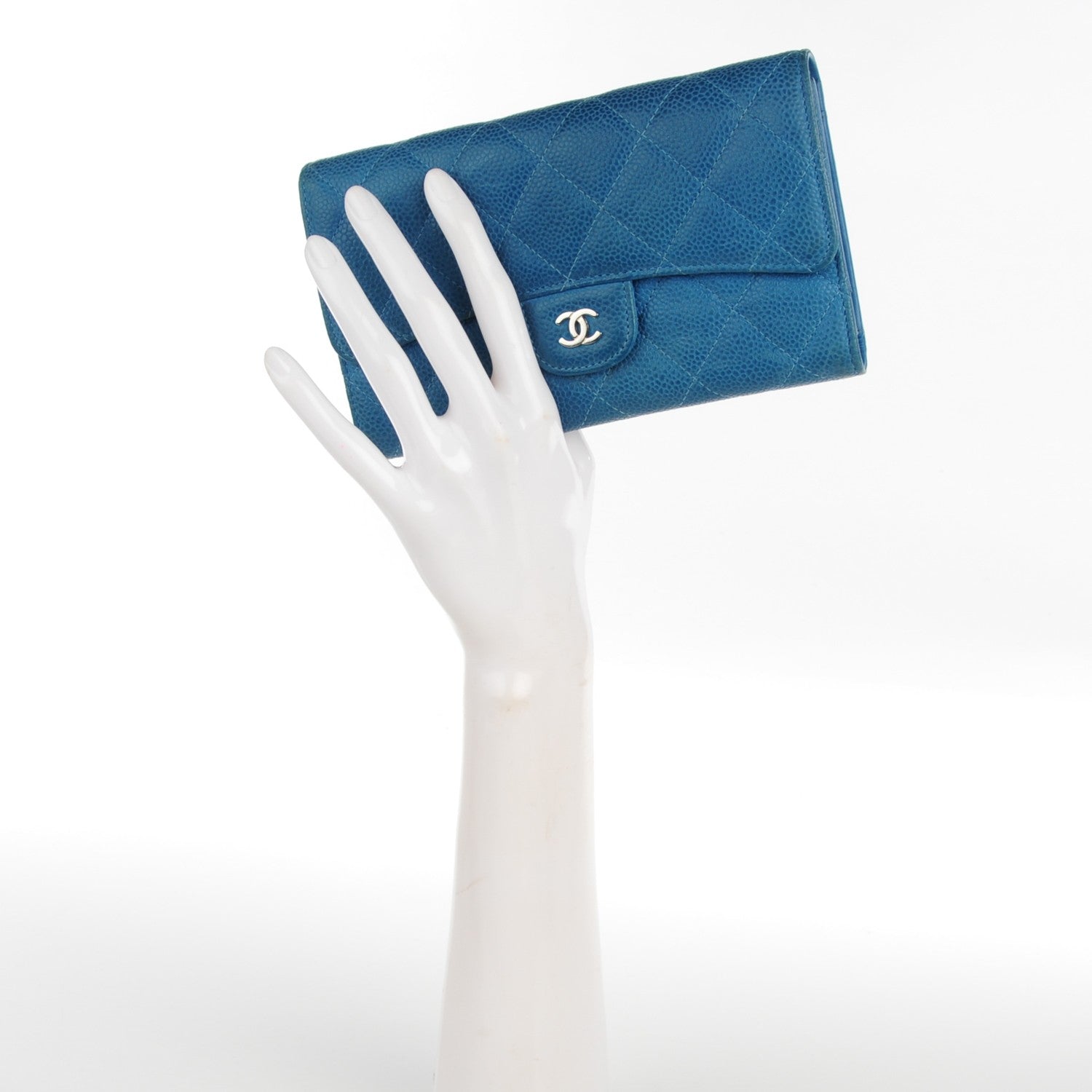 Chanel Iridescent Caviar Quilted Large Flap Wallet Blue 2 of 8
