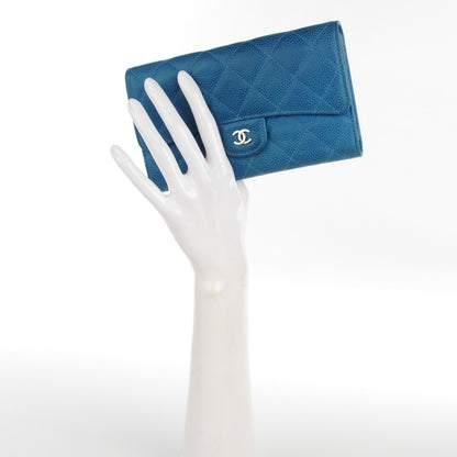 Chanel Iridescent Caviar Quilted Large Flap Wallet Blue 2 of 8