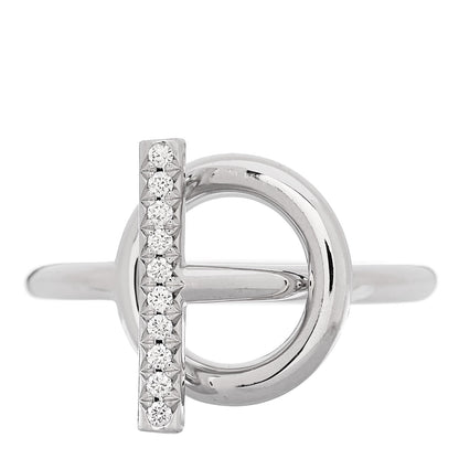 Hermes 18K White Gold Diamond PM Echappee Ring 52 6 1 of 5