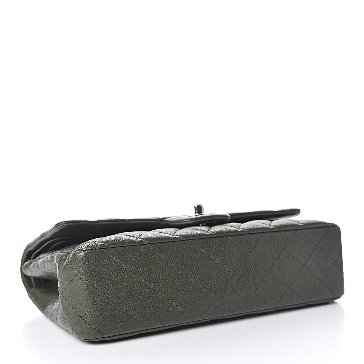 Caviar Quilted Medium Double Flap Dark Green