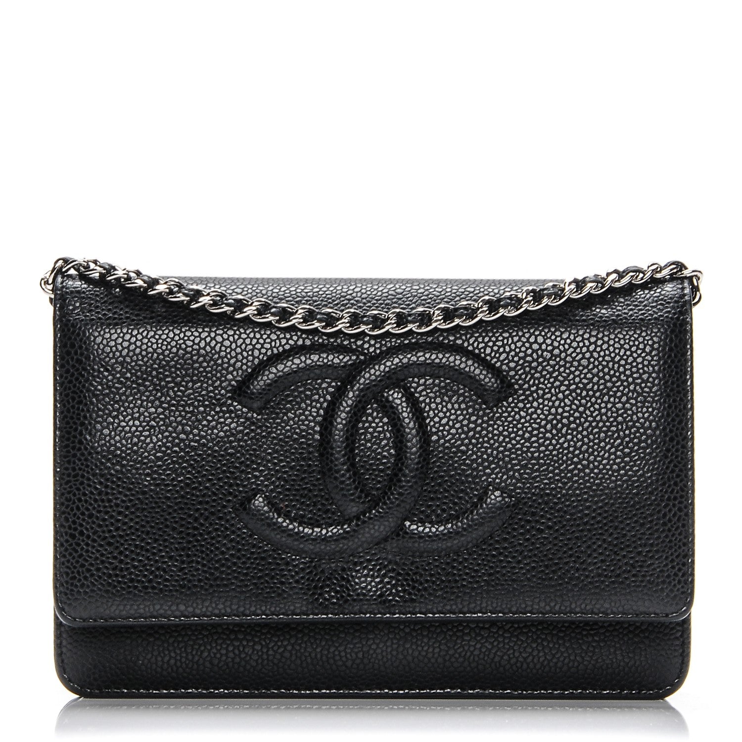 Chanel Caviar Timeless CC Wallet On Chain WOC Black 1 of 8