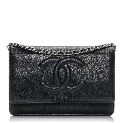 Chanel Caviar Timeless CC Wallet On Chain WOC Black 1 of 8