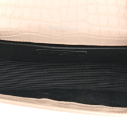 Saint Laurent Calfskin Crocodile Embossed Small Classic Monogram Kate Tassel Satchel Crema Soft 5 of 22
