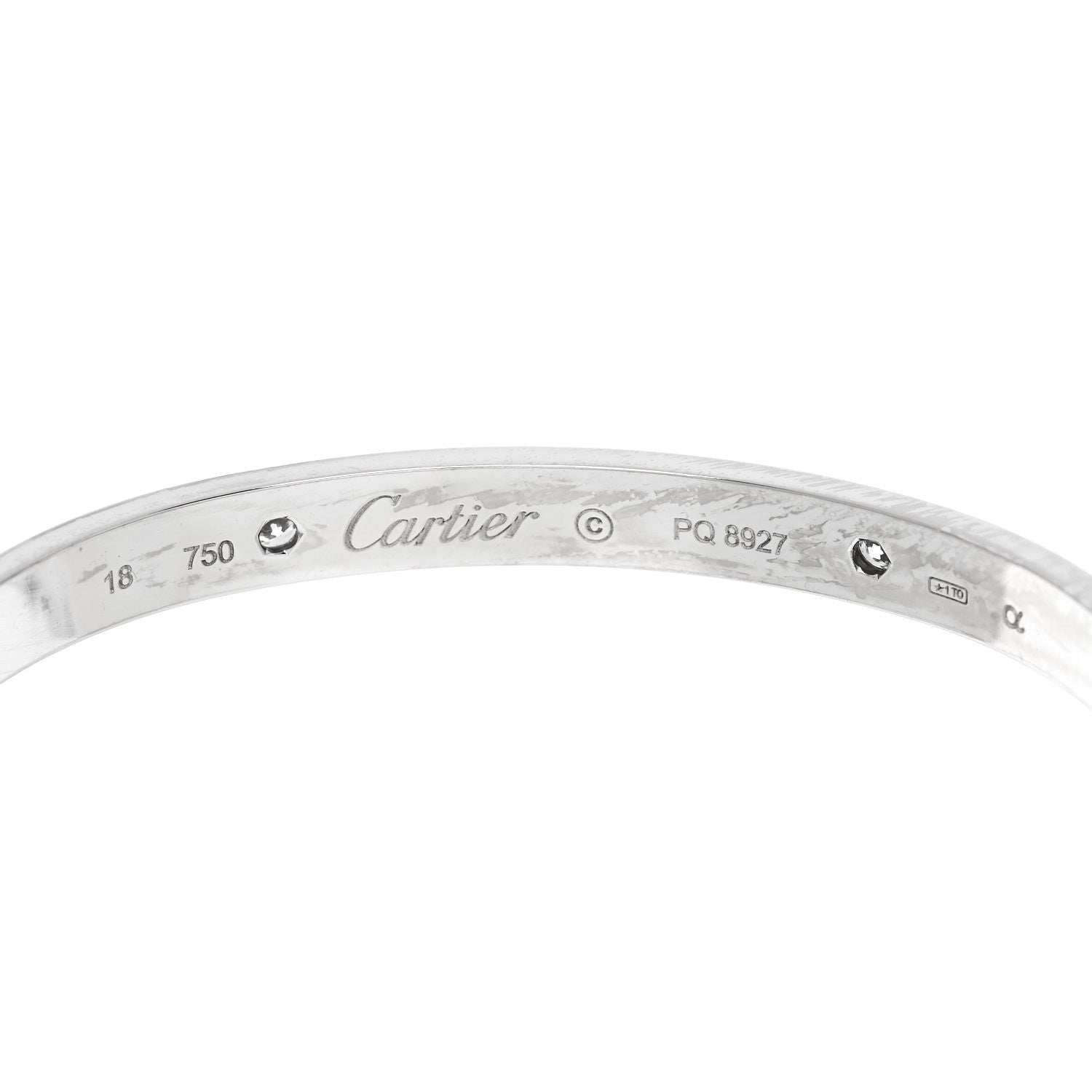 Cartier 18K White Gold 4 Diamond Love Bracelet 18 6 of 8