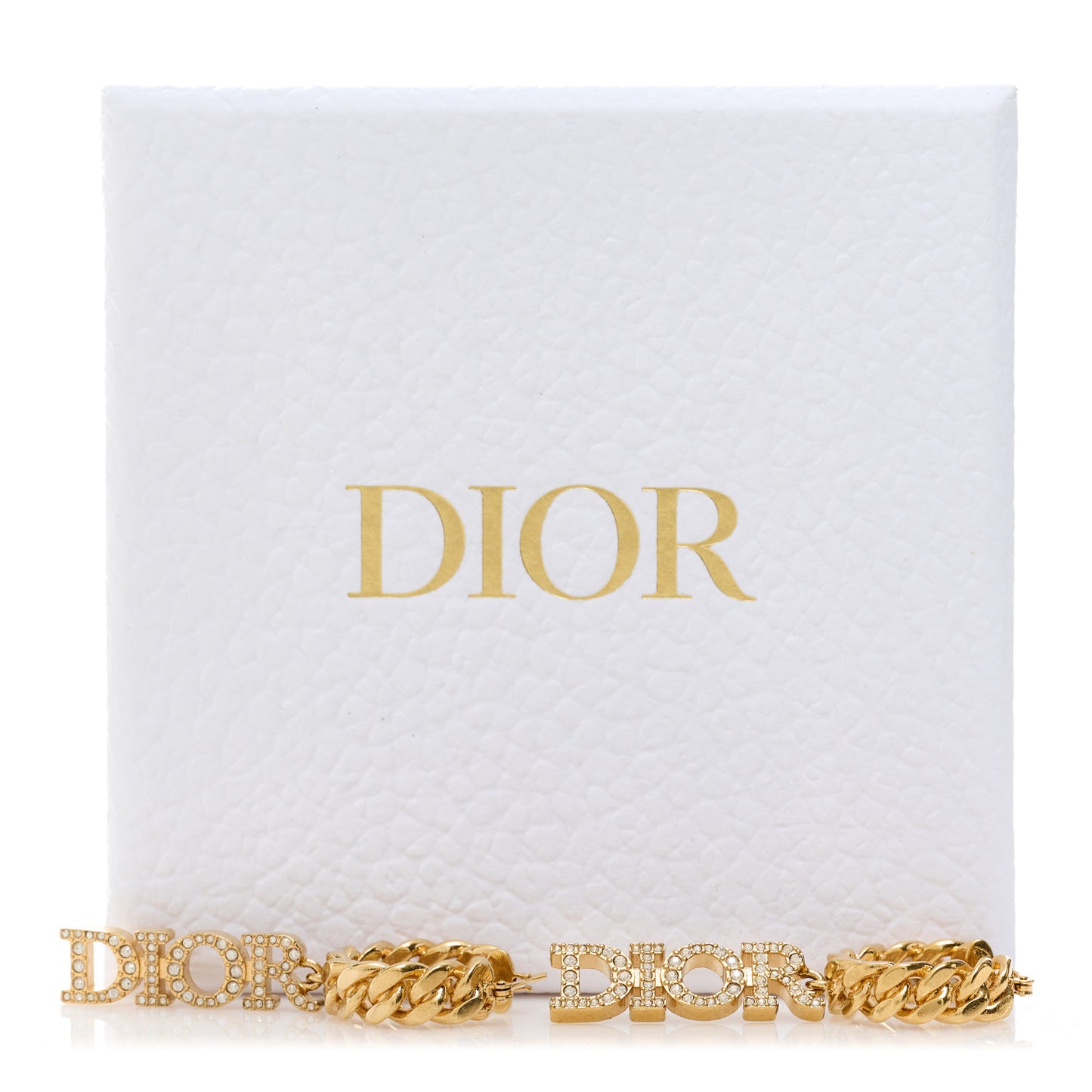 CHRISTIAN DIOR Crystal Dio(r)evolution Logo Hoop Drop Earrings Gold