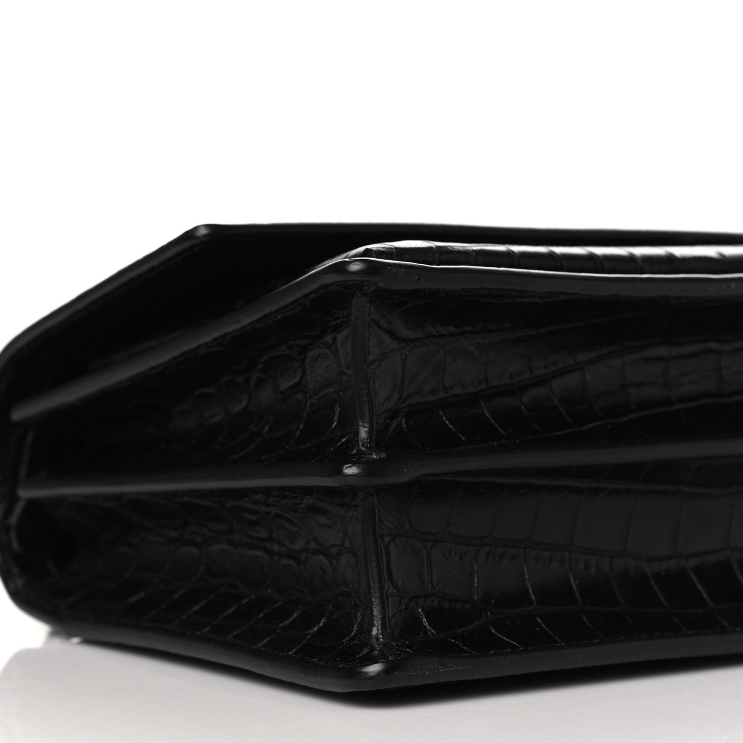 Calfskin Crocodile Embossed Medium Monogram Sunset Black