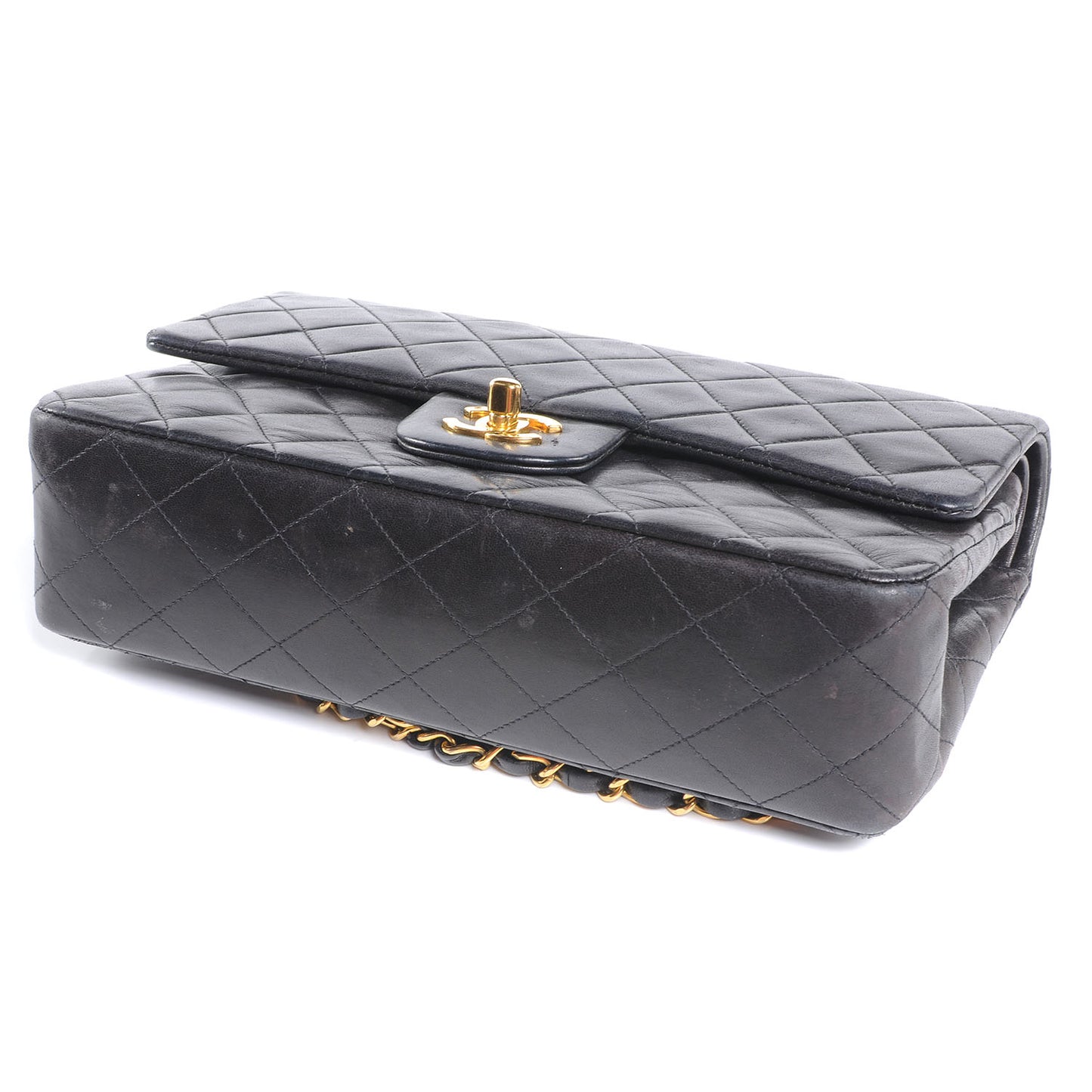 Lambskin Medium Double Flap Black