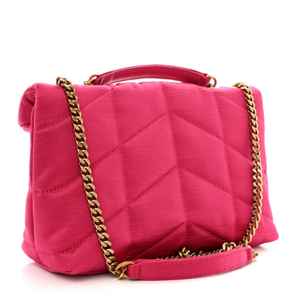 Saint Laurent Satin Quilted Toy Loulou Puffer Monogram Chain Satchel Guava Pink 3 of 11