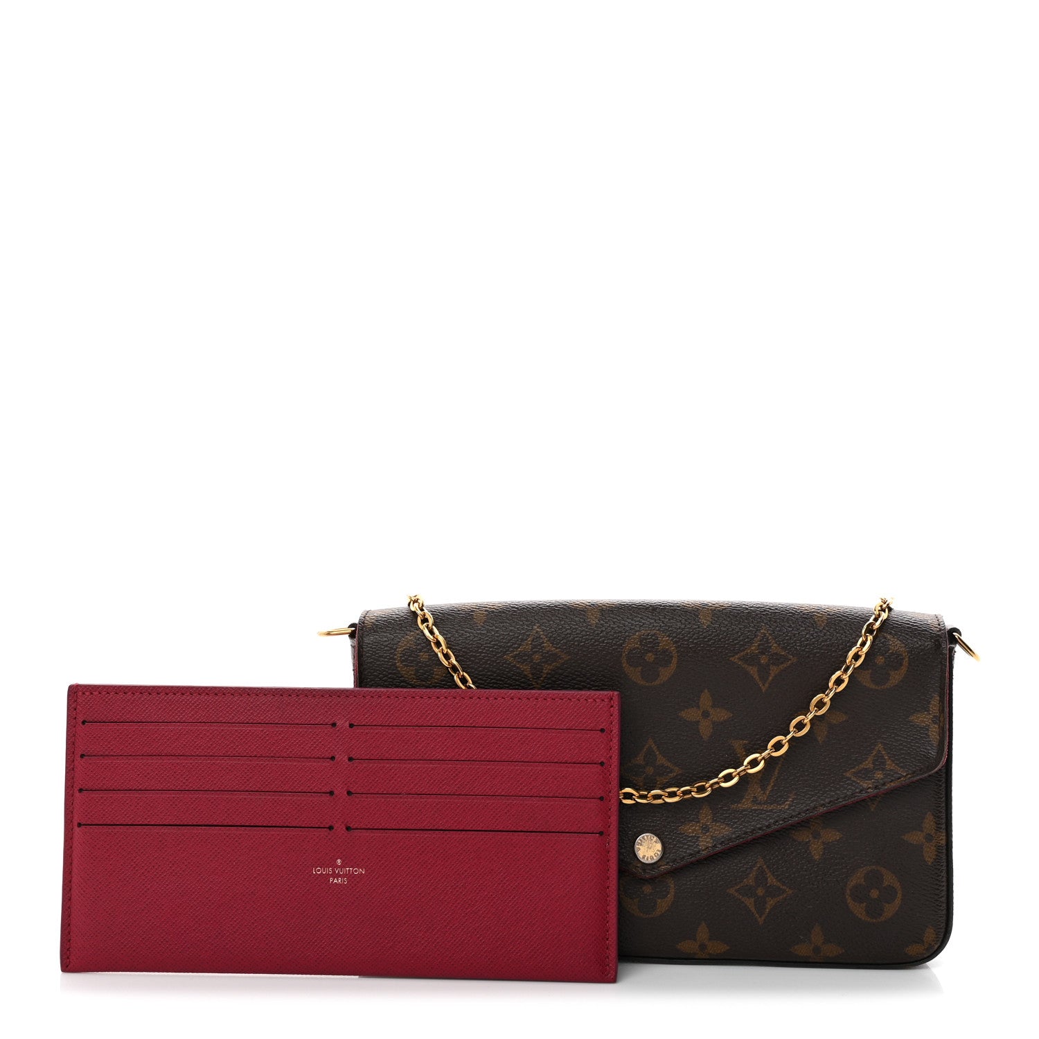 Louis Vuitton Monogram Pochette Felicie Chain Wallet Fuchsia 3 of 11