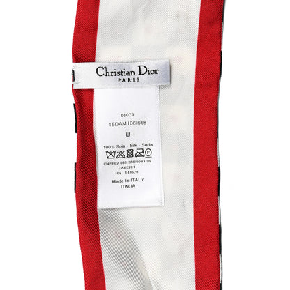 Christian Dior Silk Checkered DiorAmour Mitzah Scarf White Red Black 3 of 4