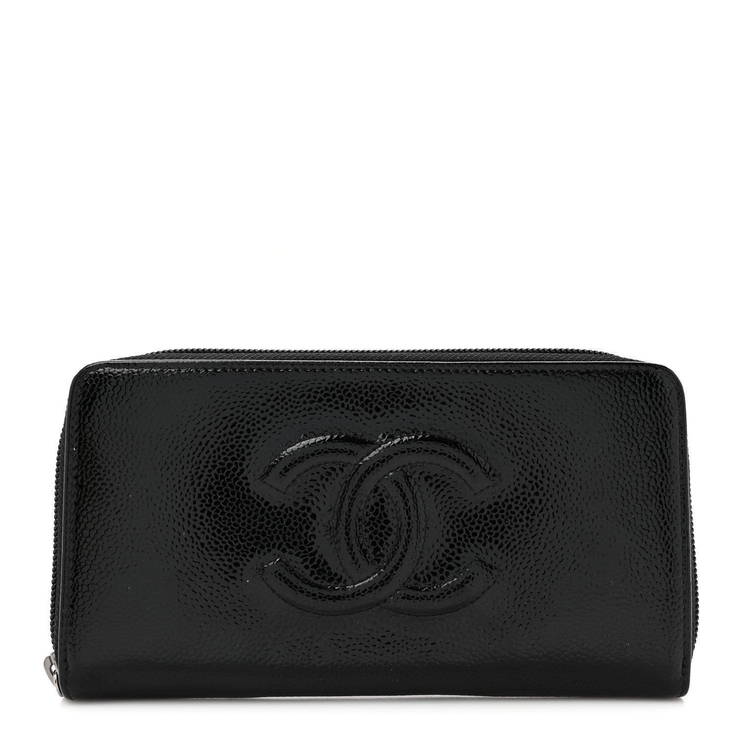 Chanel Patent Caviar Timeless CC Large Gusset Zip Around Wallet Black 1 of 9
