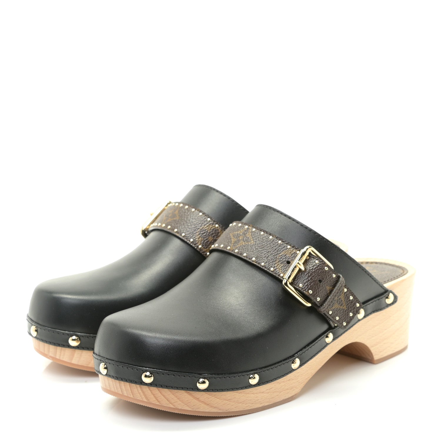 Louis Vuitton Calfskin Patent Monogram Cottage Clog Mules 40 Black 3 of 11