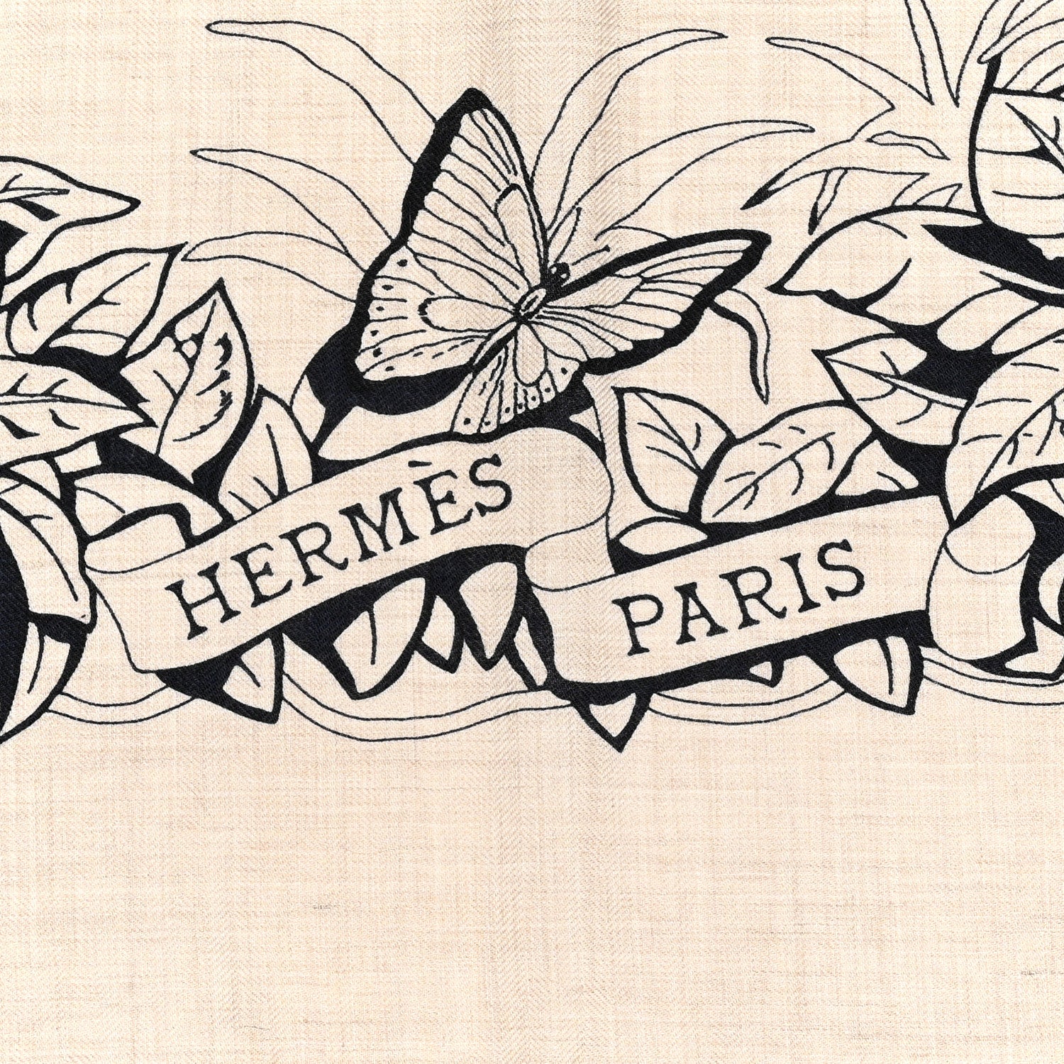 Hermes Cashmere Silk Jungle Love Tattoo Shawl 140 Natural Bleu Black 2 of 5