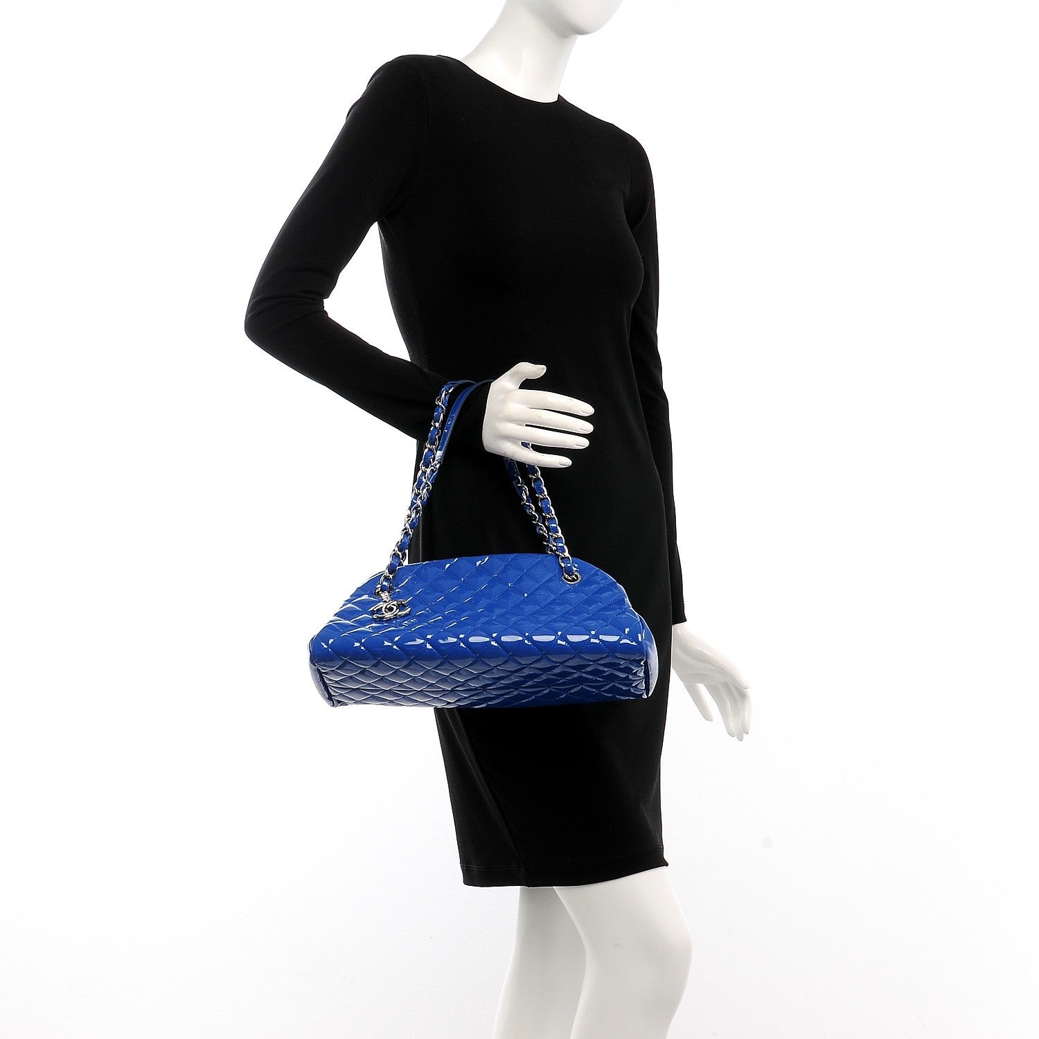 Chanel Patent Quilted Medium Just Mademoiselle Blue 2 of 8