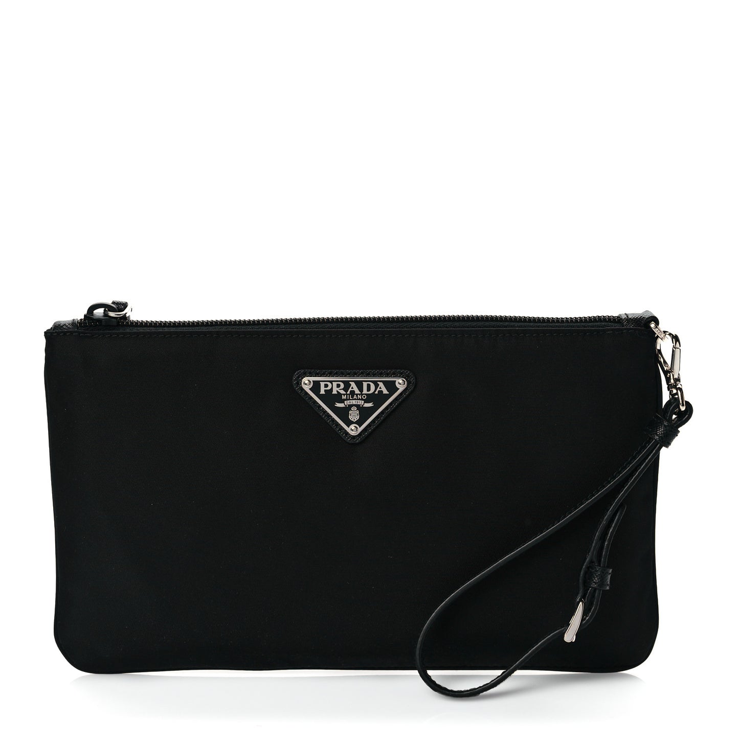 Re-Nylon Saffiano Pouch Wristlet Black