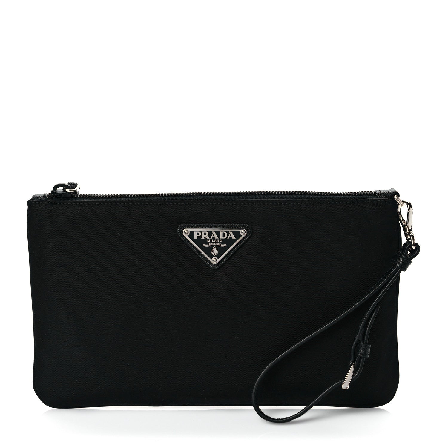 Prada Re-Nylon Saffiano Pouch Wristlet Black 1 of 8