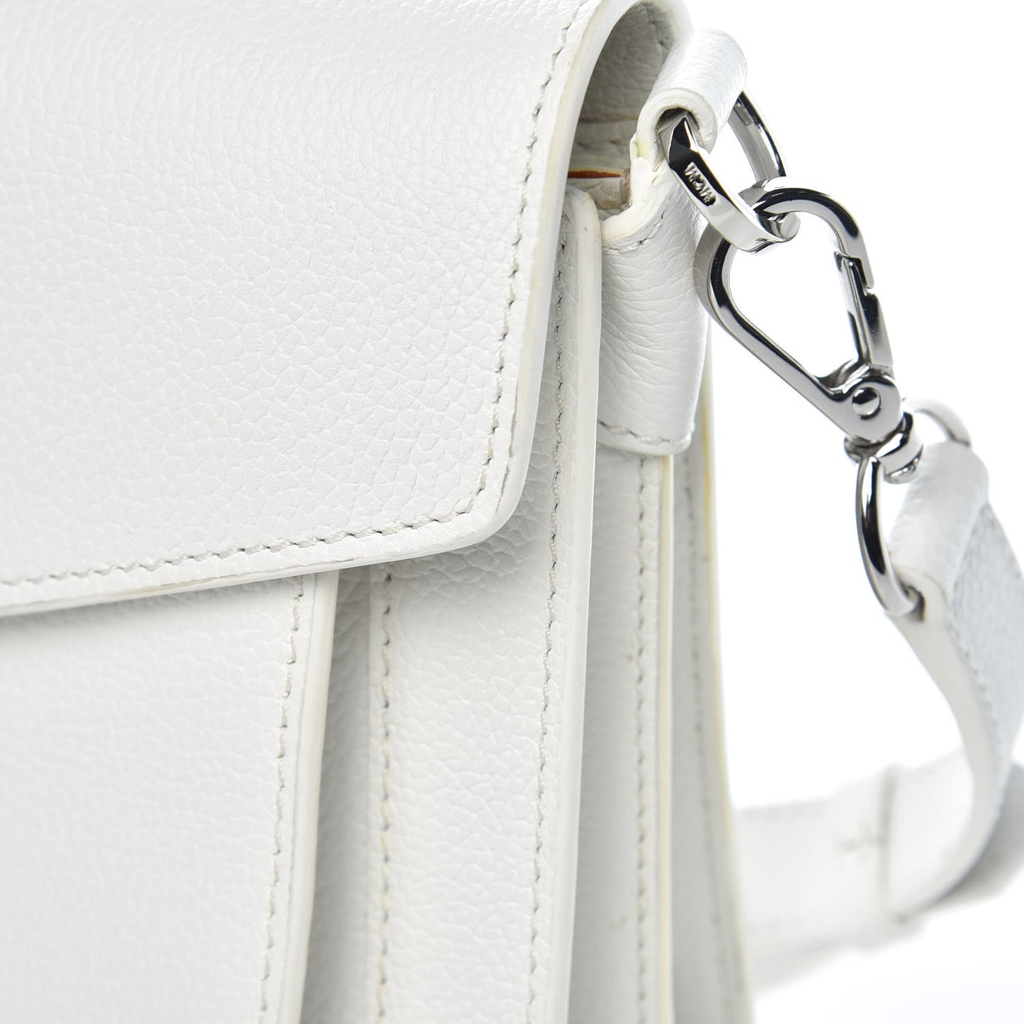 Grained Calfskin Small Patricia Crossbody White