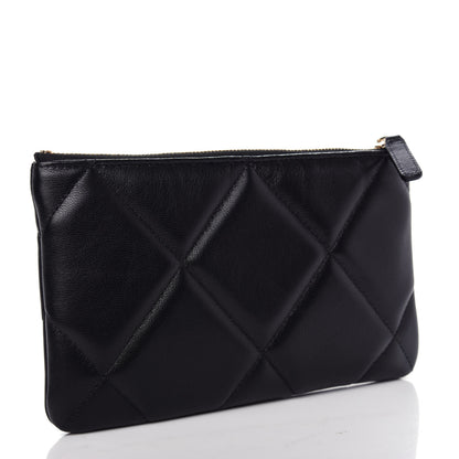 Chanel Shiny Goatskin Quilted Small Chanel 19 Pouch Black 3 of 8