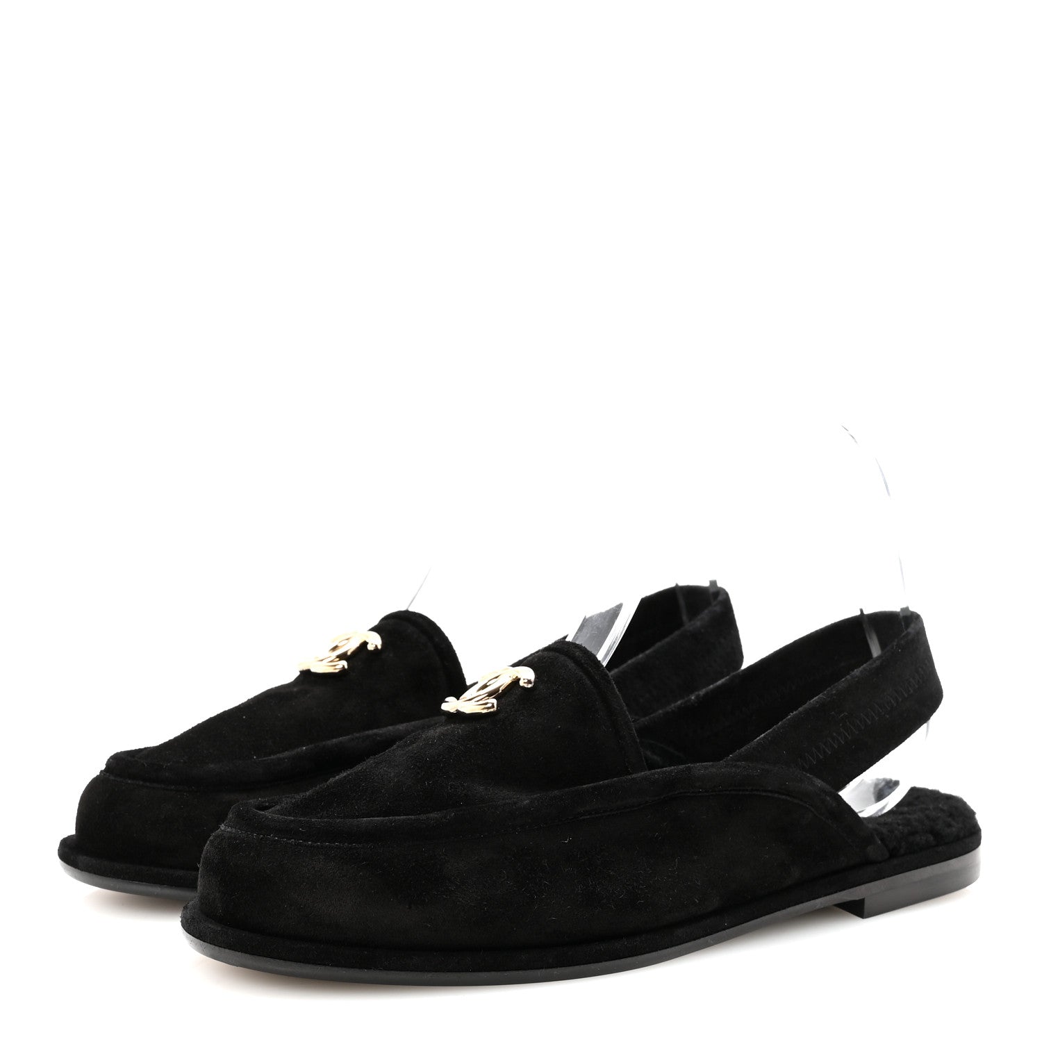 Chanel Suede Calfskin CC Slingback Loafers 39 Black 4 of 9