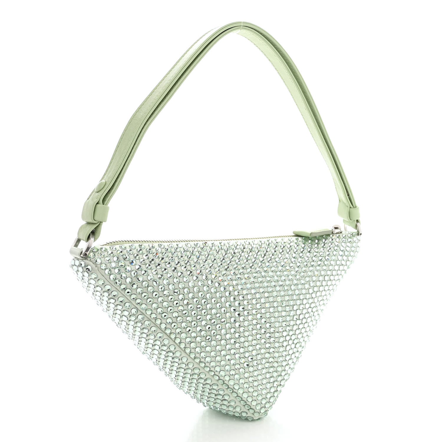 Prada Satin Crystal Triangle Pouch Acqua 3 of 10