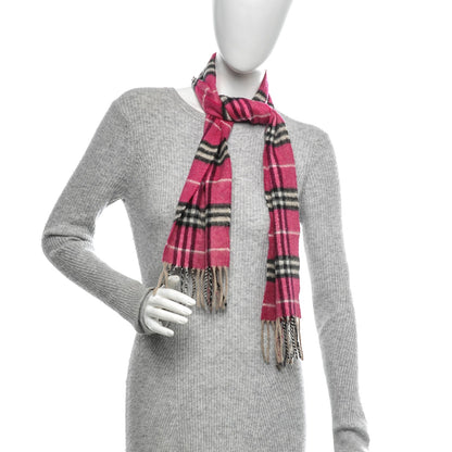 Burberry Cashmere Check Fringe Scarf Pink 2 of 4