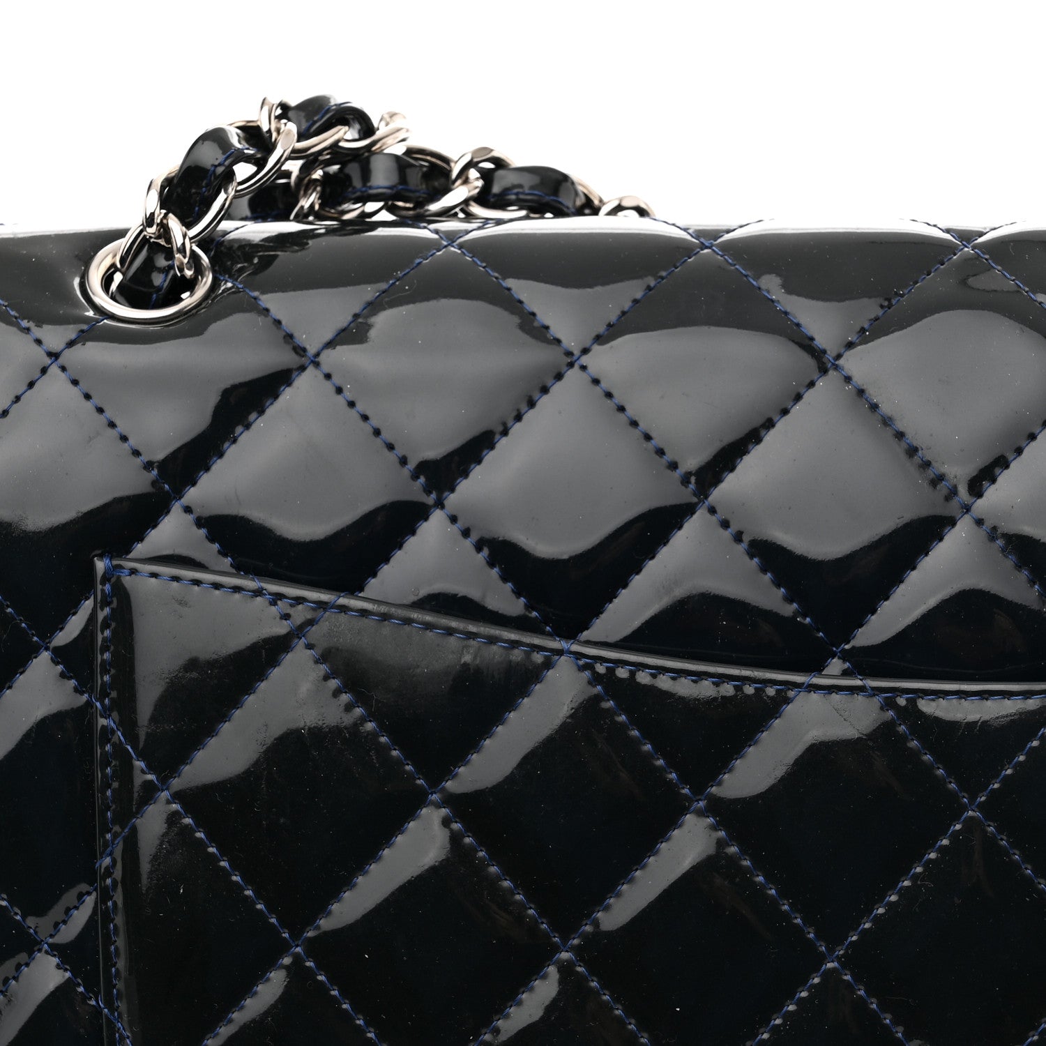 Chanel Patent Quilted Maxi Single Flap Blue 14 of 14