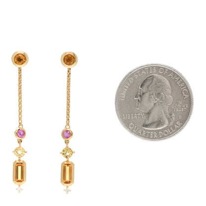 David Yurman 18K Yellow Gold Diamond Citrine Yellow Beryl Pink Sapphire Novella Drop Earrings 2 of 4