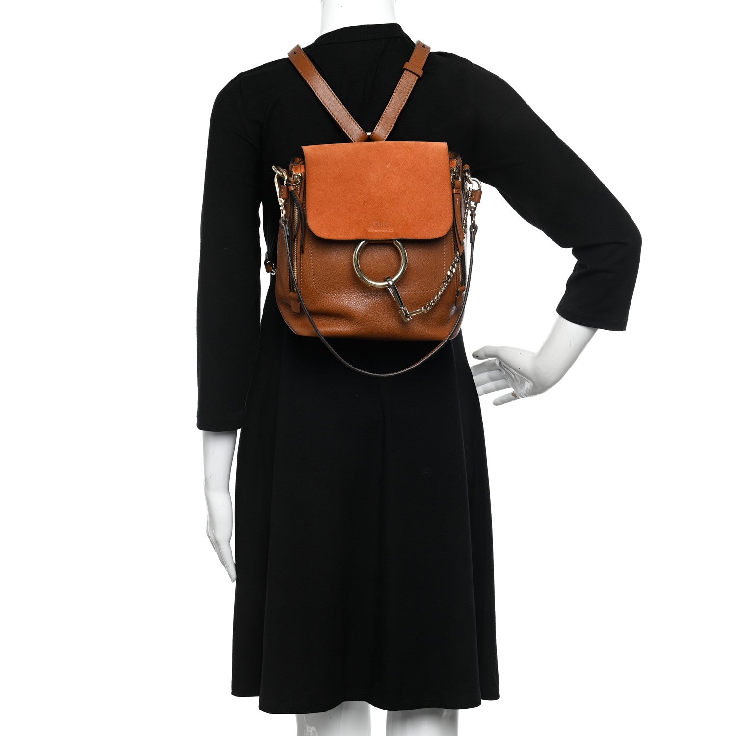 Chloe Suede Calfskin Medium Faye Backpack Tan 2 of 10