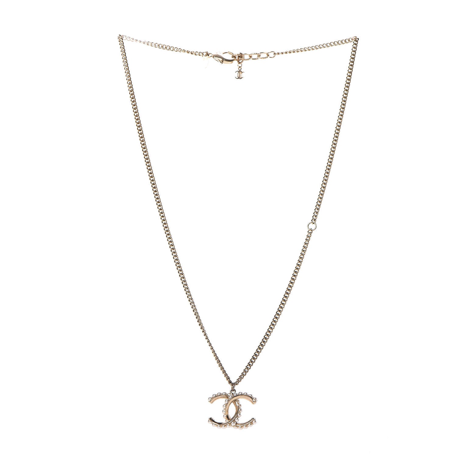 Chanel Pearl CC Pendant Necklace Gold 3 of 5