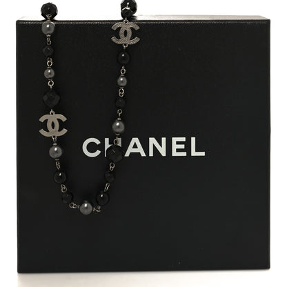 Chanel Ruthenium Pearl Beaded CC Long Necklace Black 6 of 6