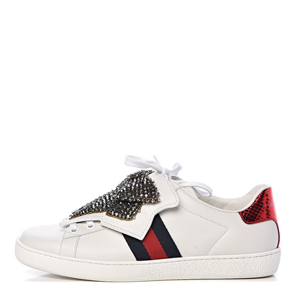 Gucci Calfskin Ayers Web Womens Ace Bow Lace Sneakers 36.5 White 1 of 13
