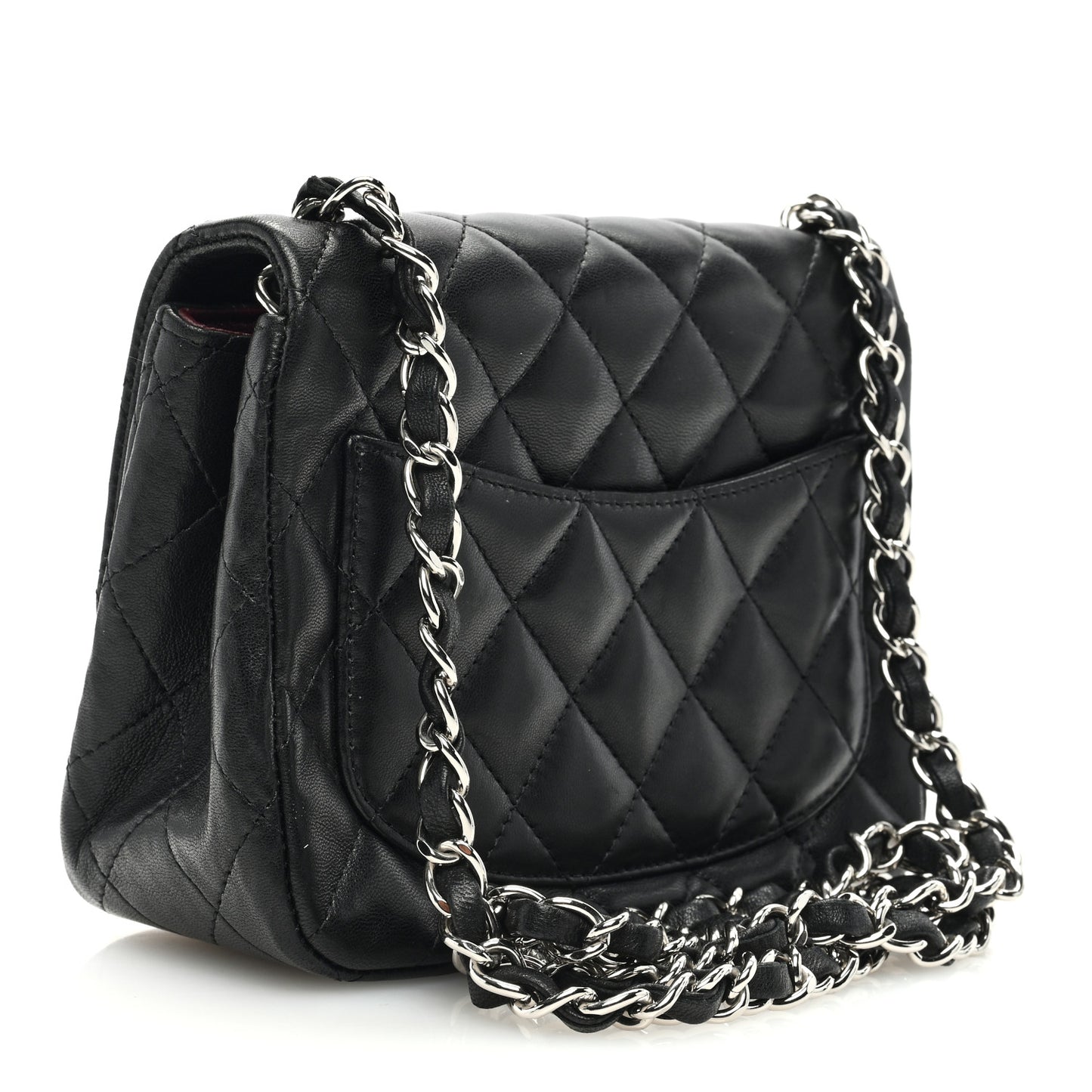Lambskin Quilted Mini Square Flap Black