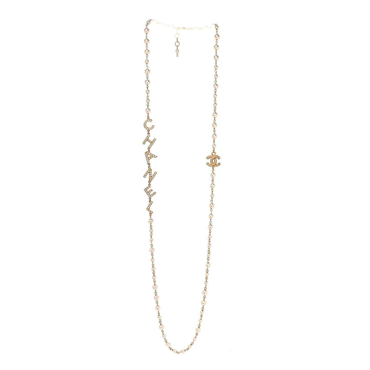 Pearl Crystal 90's Icon CC Necklace Gold