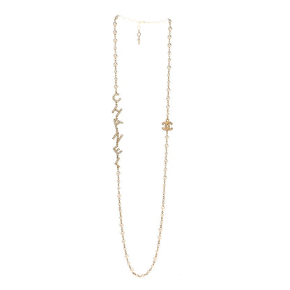 Chanel Pearl Crystal 90's Icon CC Necklace Gold 3 of 5