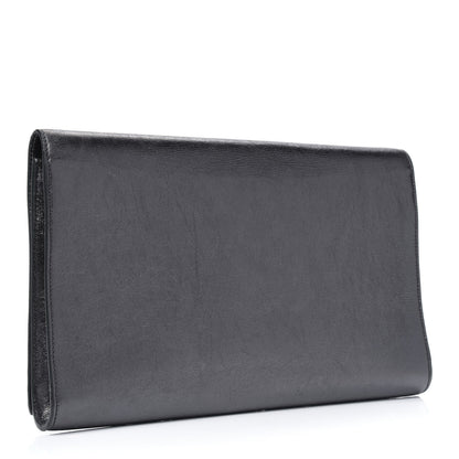 Saint Laurent Metallic Calfskin Monogram Large Belle De Jour Clutch Dark Silver 3 of 22