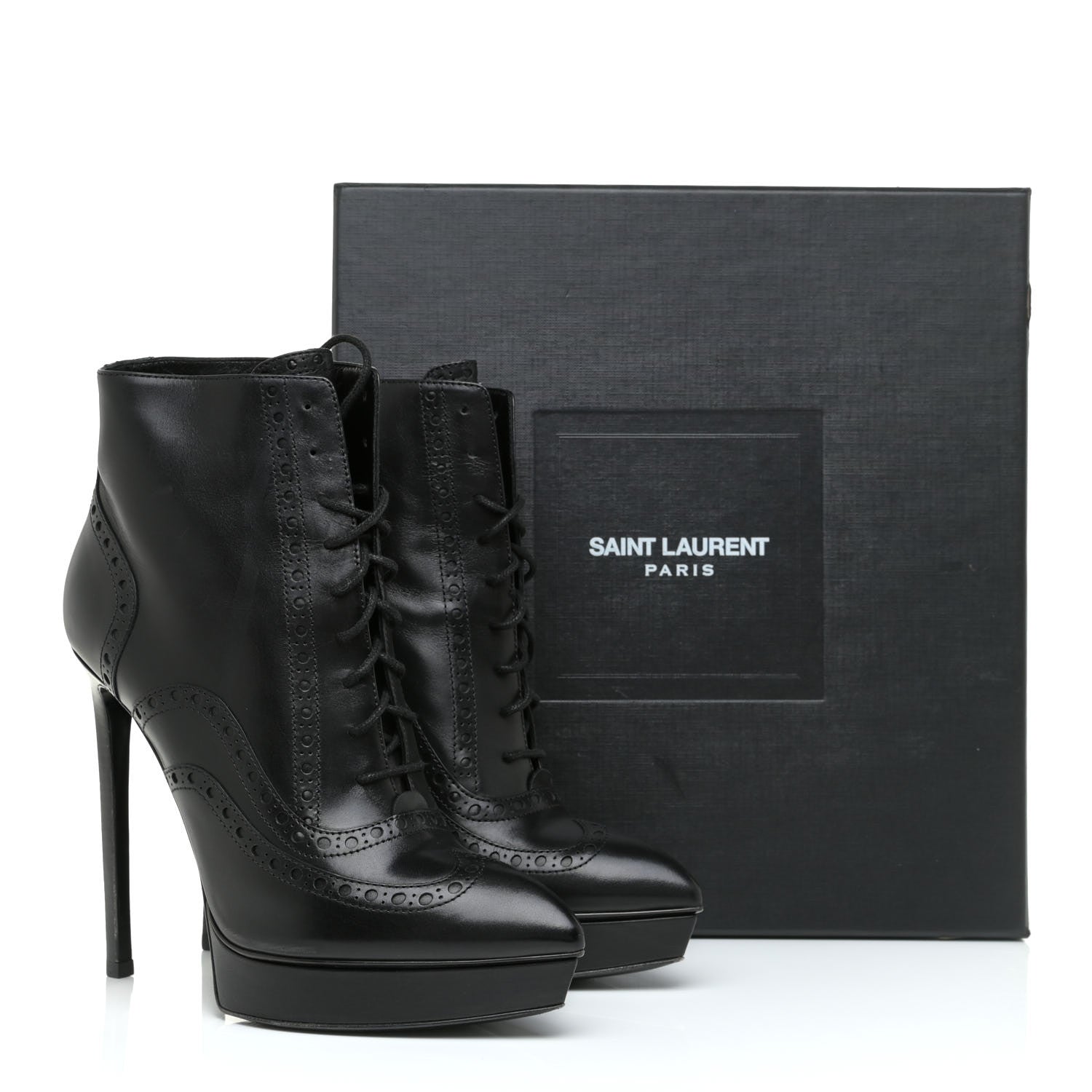 Saint Laurent Nappa Tribtoo 105 Lace Up Booties 39 Black 18 of 18