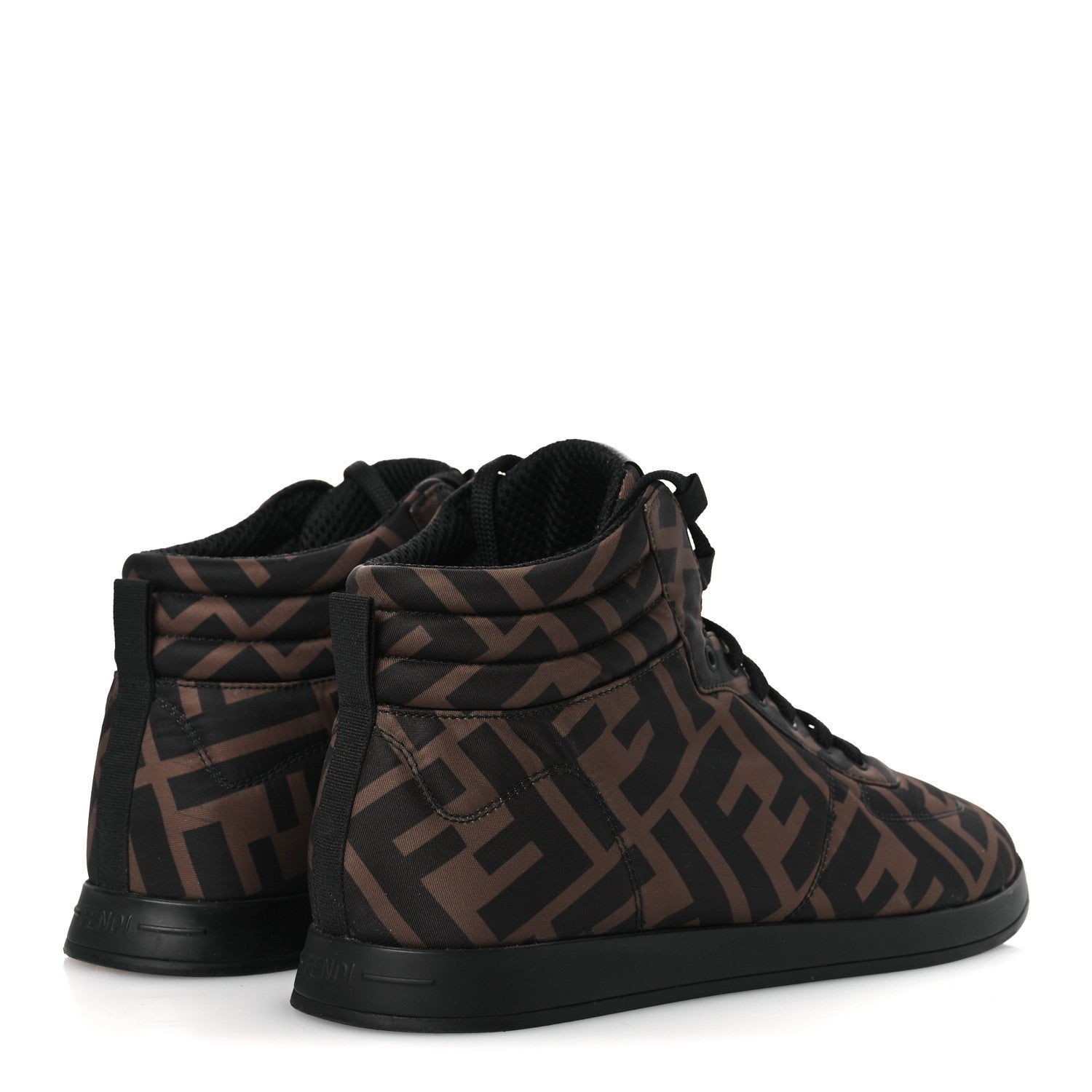 Fendi Nylon FF Reloaded High Top Sneakers 41 Tobacco Black 5 of 10