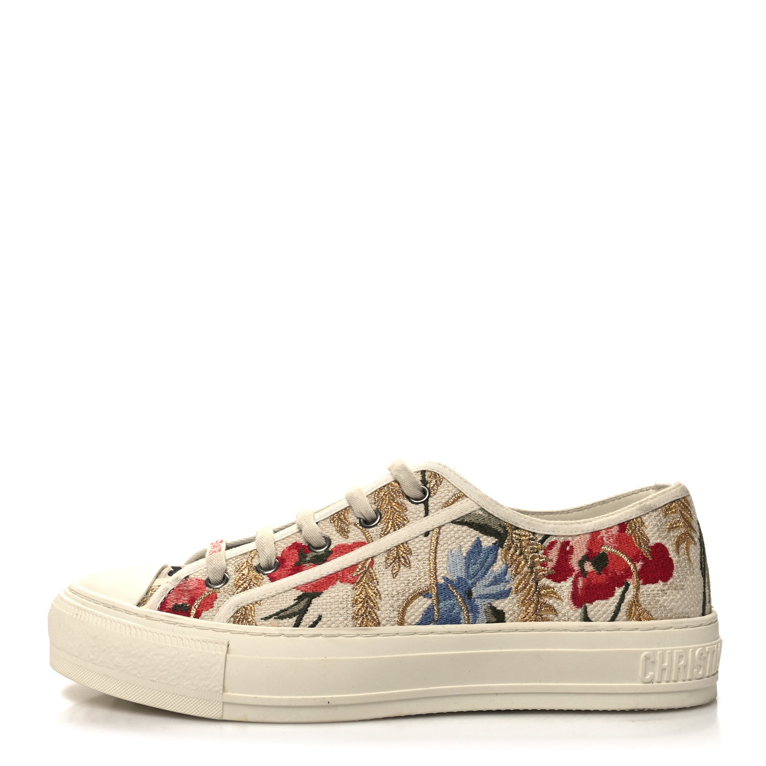 Christian Dior Canvas Floral Embroidered Womens Walk'N'Dior Low Top Sneakers 39 Multicolor 1 of 10