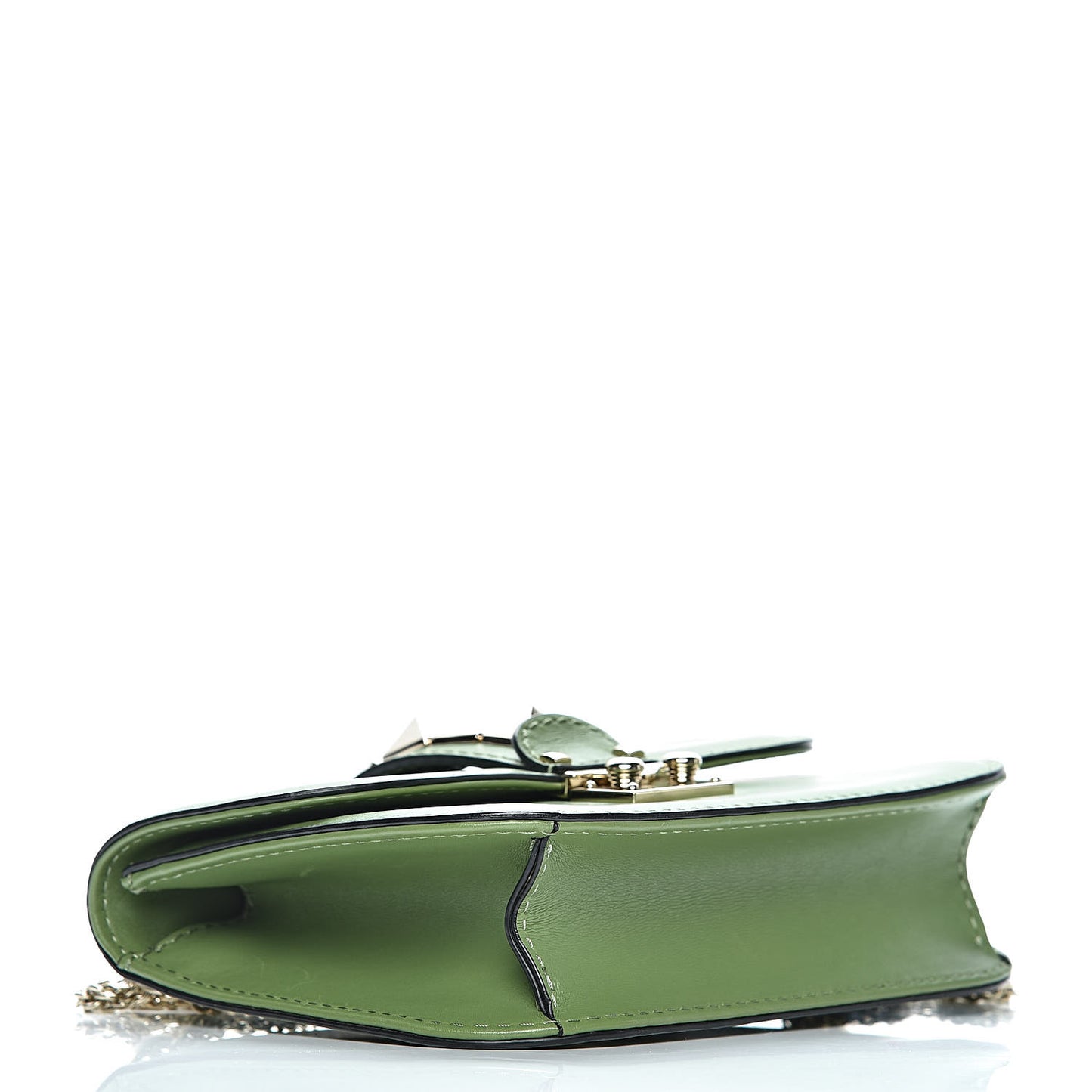 Vitello Small Glam Lock Rockstud Flap Green