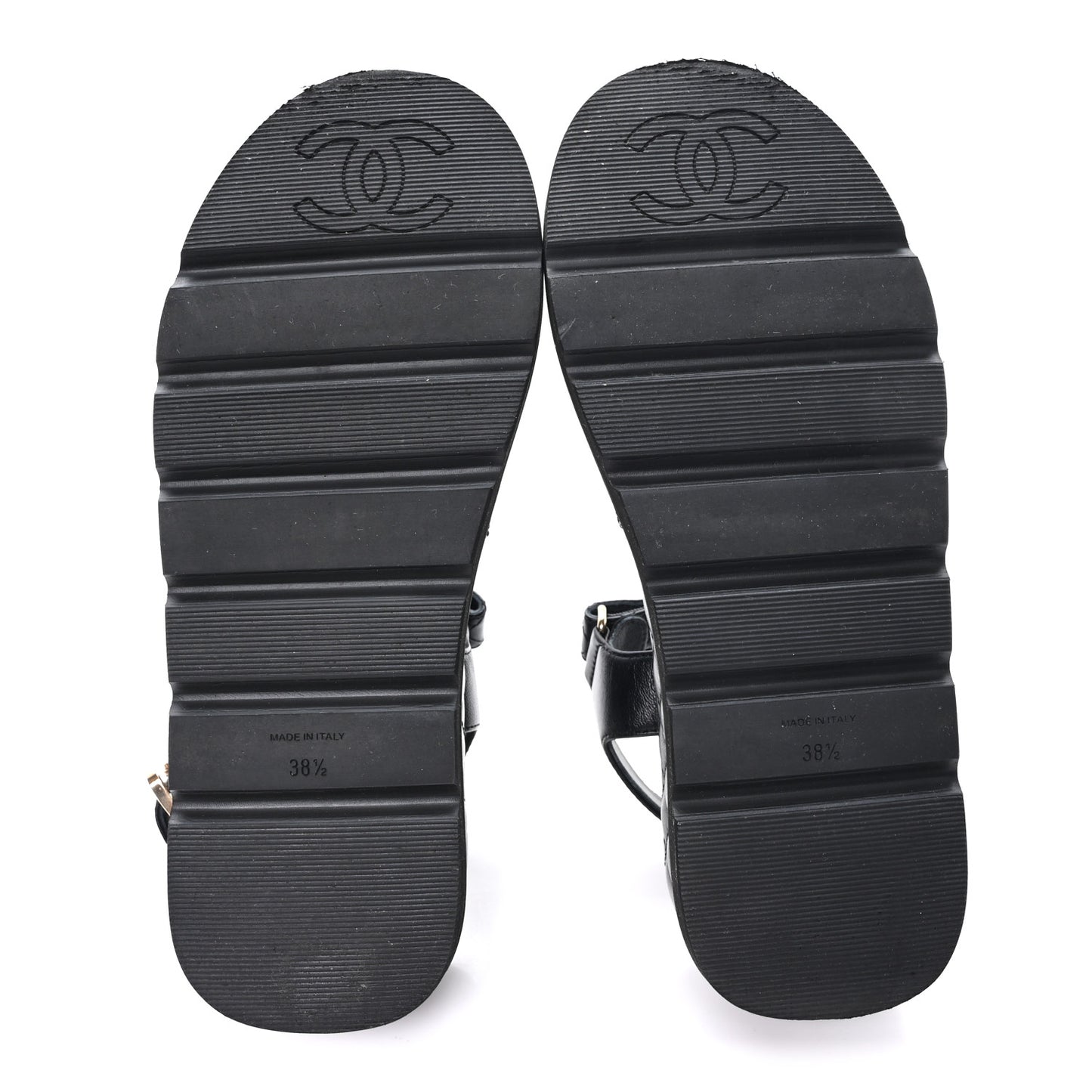 Lambskin Quilted Platform Sandals 38.5 Black