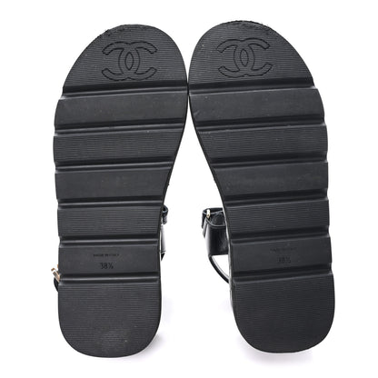 Chanel Lambskin Quilted Platform Sandals 38.5 Black 6 of 9