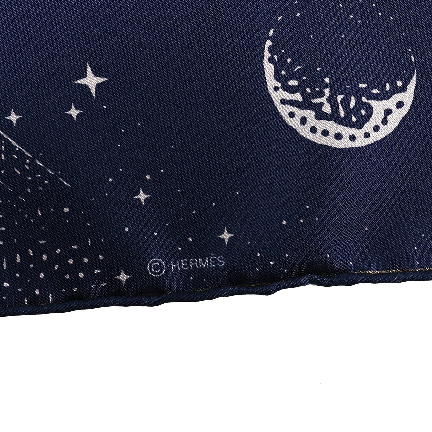 Silk Clair De Lune Double Face Scarf 90 Marine White Beige