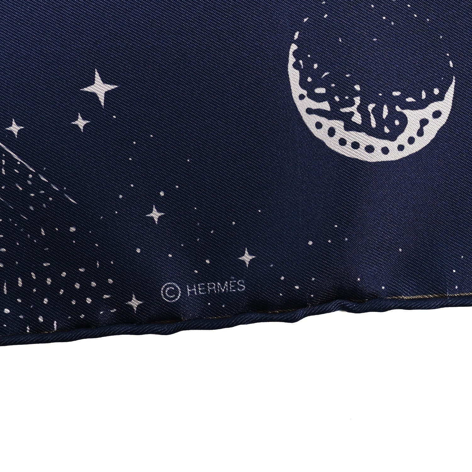 Hermes Silk Clair De Lune Double Face Scarf 90 Marine White Beige 3 of 4