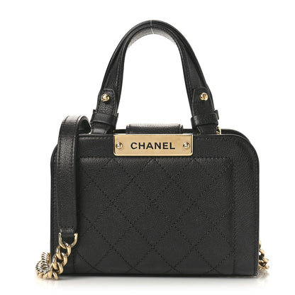 Chanel Grained Calfskin Stitched Mini Label Click Shopper Tote Black 1 of 13