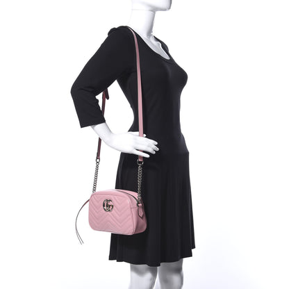 Gucci Calfskin Matelasse Small GG Marmont Chain Shoulder Bag Wild Rose 2 of 11