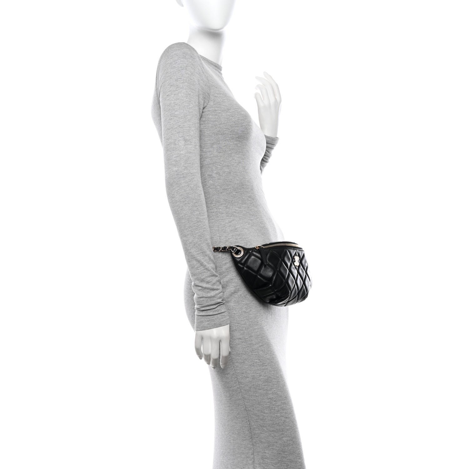 Chanel Lambskin Quilted Waist Bag Fanny Pack Black 2 of 11