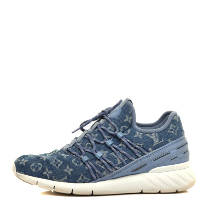 Louis Vuitton Denim Rubber Monogram Fastlane Low Sneakers 7.5 Navy 1 of 10