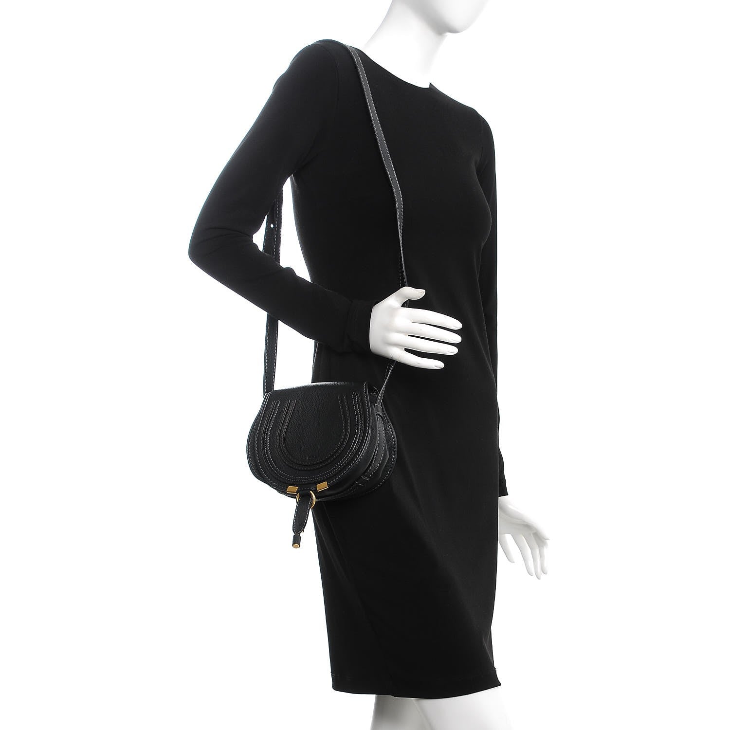 Chloe Calfskin Mini Marcie Round Crossbody Bag Black 2 of 6